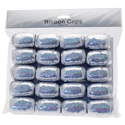Apac Metallic Silver Ribbon Cops x 20
