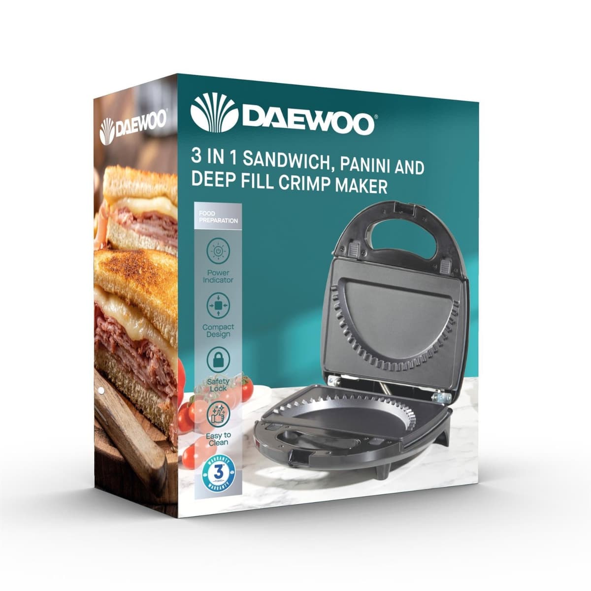 Daewoo 3 In 1 Sandwich / Panini / Crimp Maker