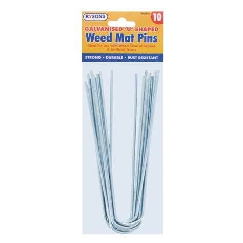 Rysons 10 Galvanised U Shaped Weed Mat Pins