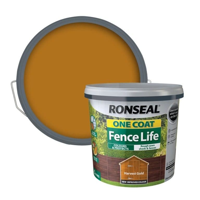 RONSEAL ONE COAT SHED&FENCE PROTECTOR HARVEST GOLD 5 ltr