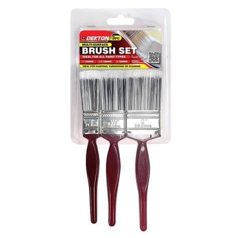 Dekton 3Pc Paint Brush Set 1", 1.5", 2"