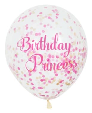 Unique Party Pink Princess Clear Latex Balloons with Confetti 12" 6ct