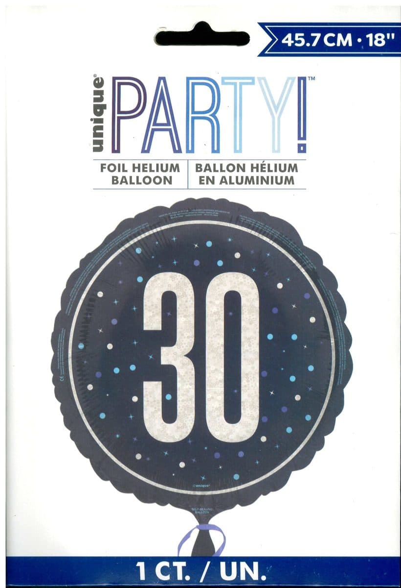 Unique Party18" GLITZ Blue 30 Prism Foil Balloon  Round