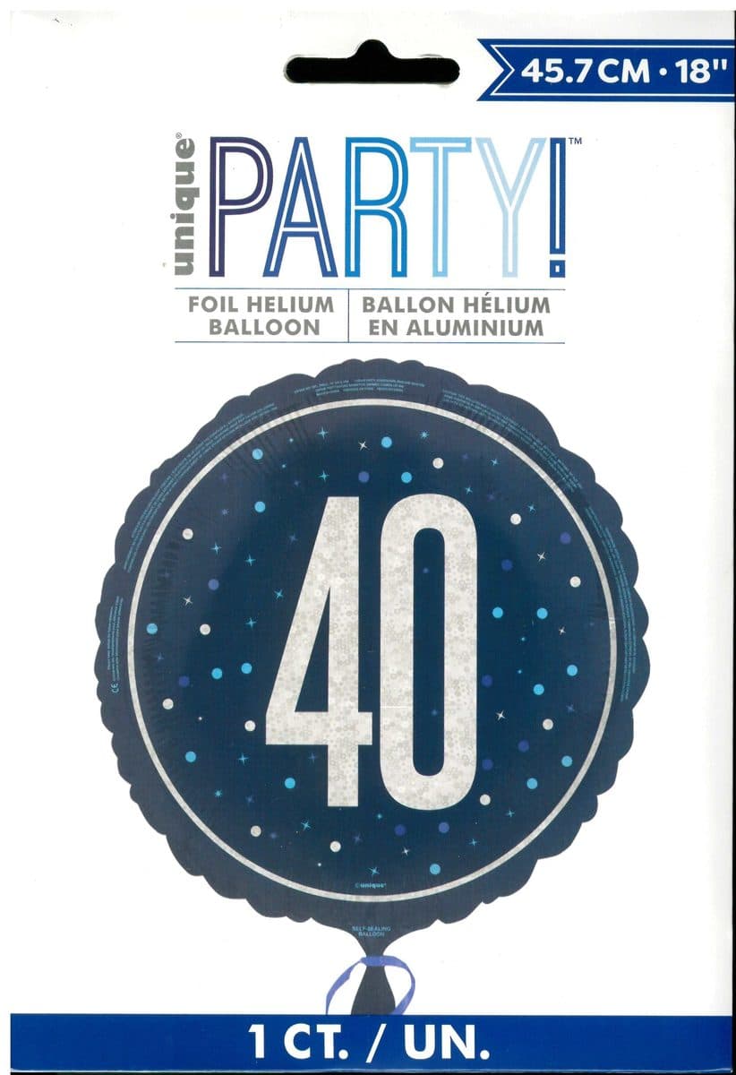 Unique Party18" GLITZ Blue 40 Prism Foil Balloon  Round