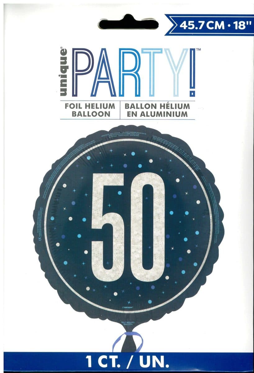 Unique Party18" GLITZ Blue 50 Prism Foil Balloon  Round