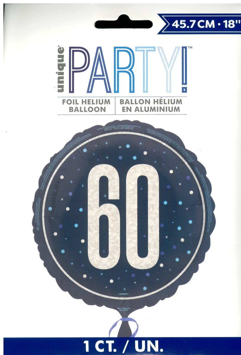 Unique Party18" GLITZ Blue 60 Prism Foil Balloon  Round