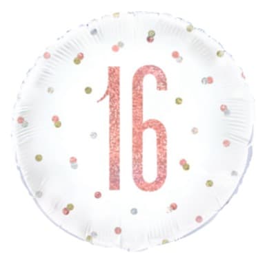Unique Party18" Birthday Rose Gold Glitz Number 16 Round Foil Balloon