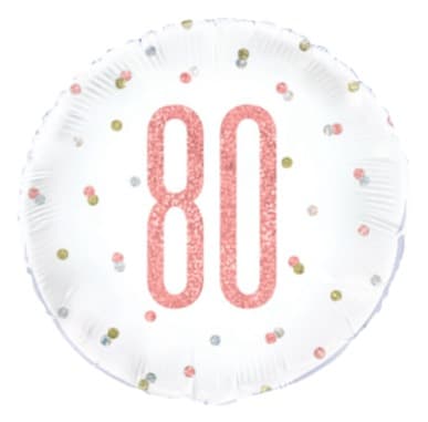 Unique Party18" Birthday Rose Gold Glitz Number 80 Round Foil Balloon