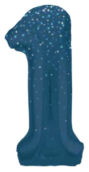 Unique Party 34" 1 Blue Printed Prism Foil Balloon Numeral Shaped