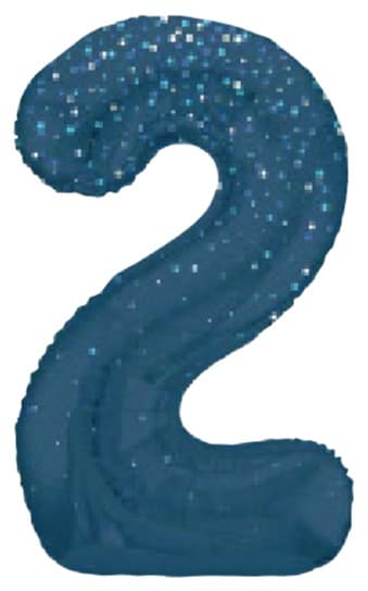 Unique Party 34" 2 Blue Printed Prism Foil Balloon  Numeral Shaped