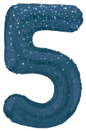 Unique Party 34" 5 Blue Printed Prism Foil Balloon Numeral Shaped
