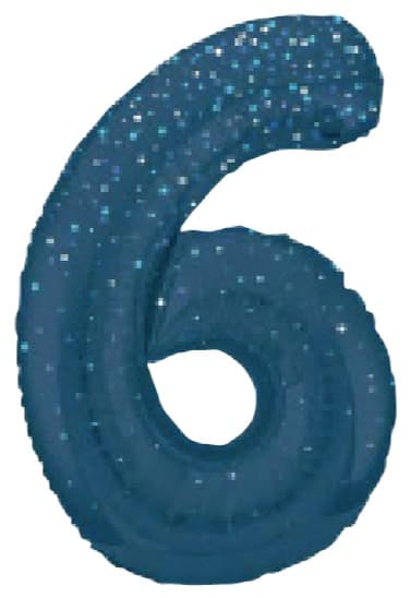 Unique Party 34" 6 Blue Printed Prism Foil Balloon  Numeral Shaped