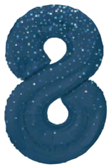 Unique Party 34" 8 Blue Printed Prism Foil Balloon Numeral Shaped