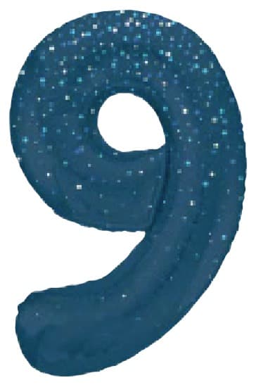 Unique Party 34" 9 Blue Printed Prism Foil Balloon  Numeral Shaped