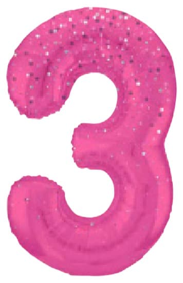 Unique 34" GLITZ 3 Pink Printed Prism Foil Balloon
