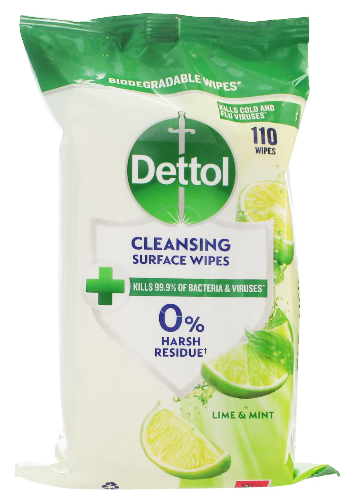 Dettol Antibacterial Cleansing Surface Wipes Lime & Mint 110's