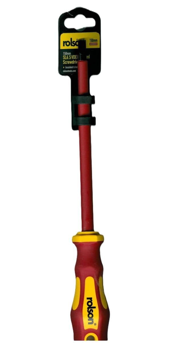 Rolson 6.5  x 150mm Slotted VDE Screwdriver