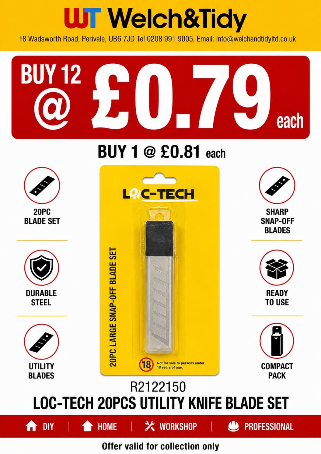 Loc-Tech 20Pcs Unility Knife Blade Set