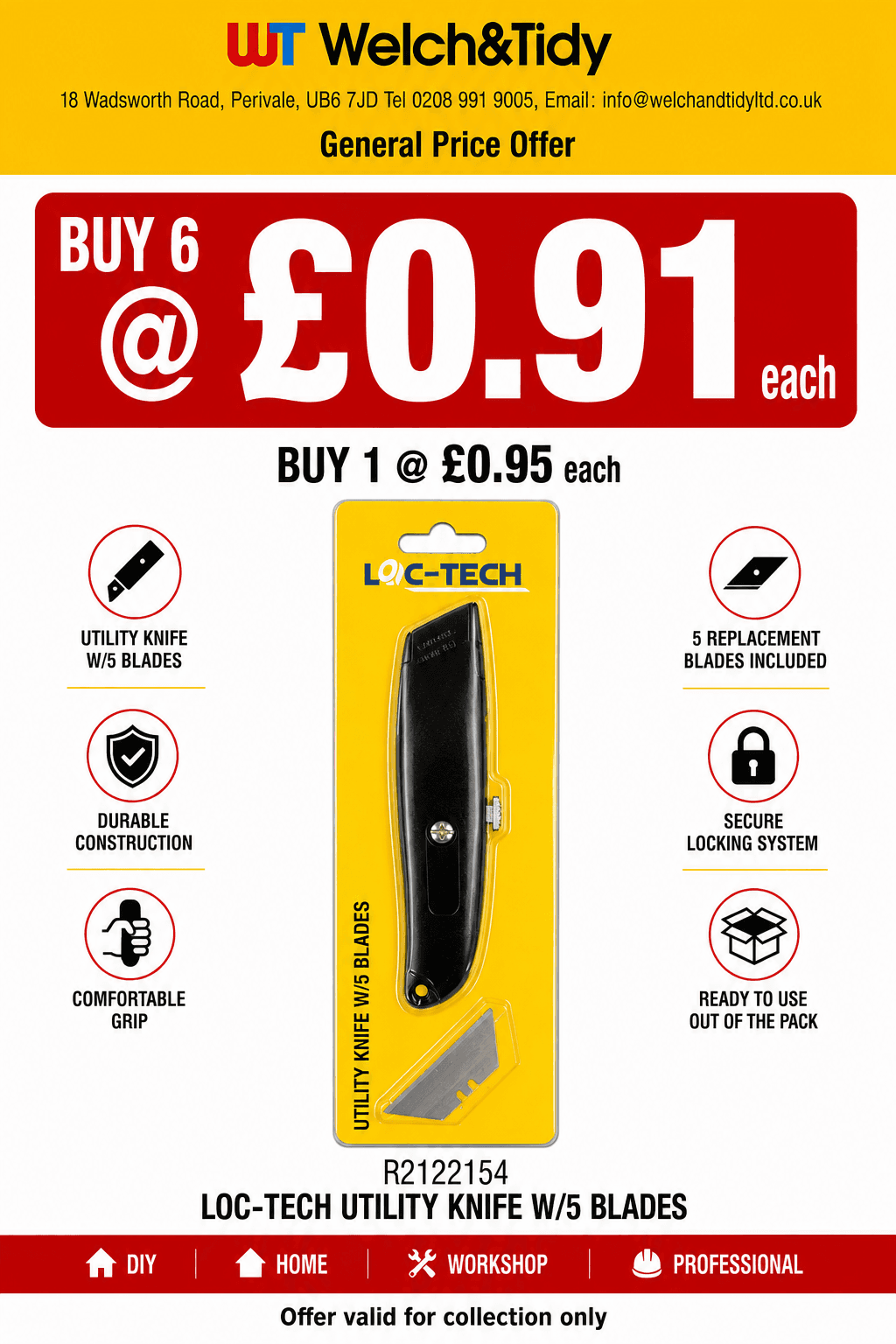 Loc-Tech Utility Knife W/5 Blades