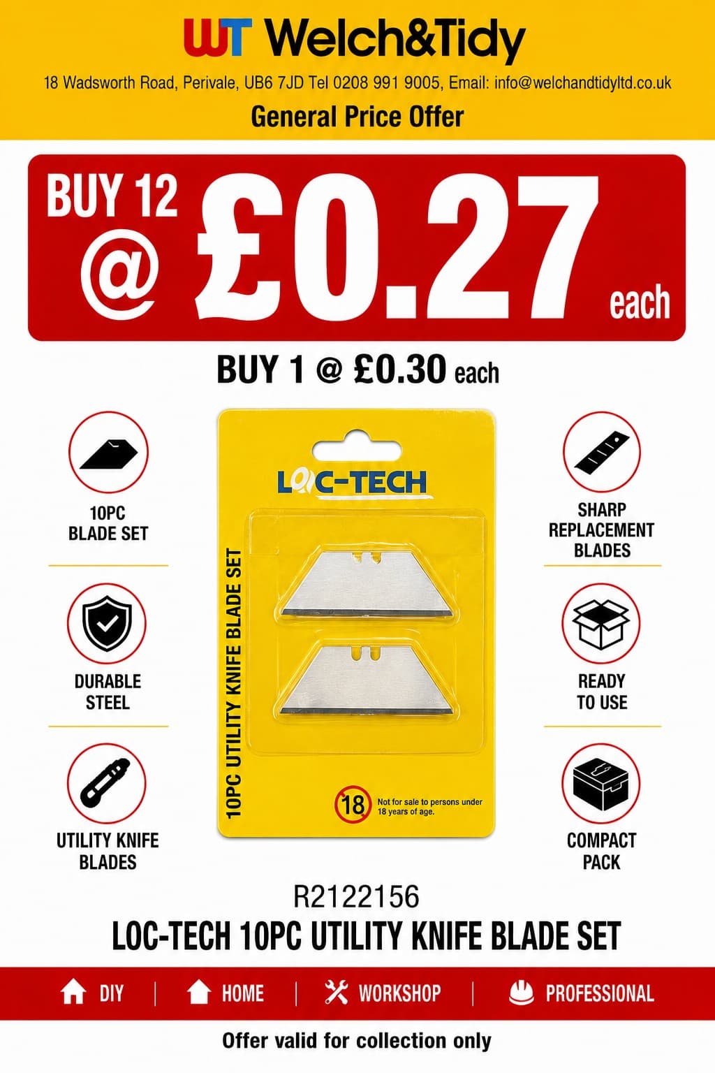 Loc-Tech 10Pc Utility Knife Blade Set