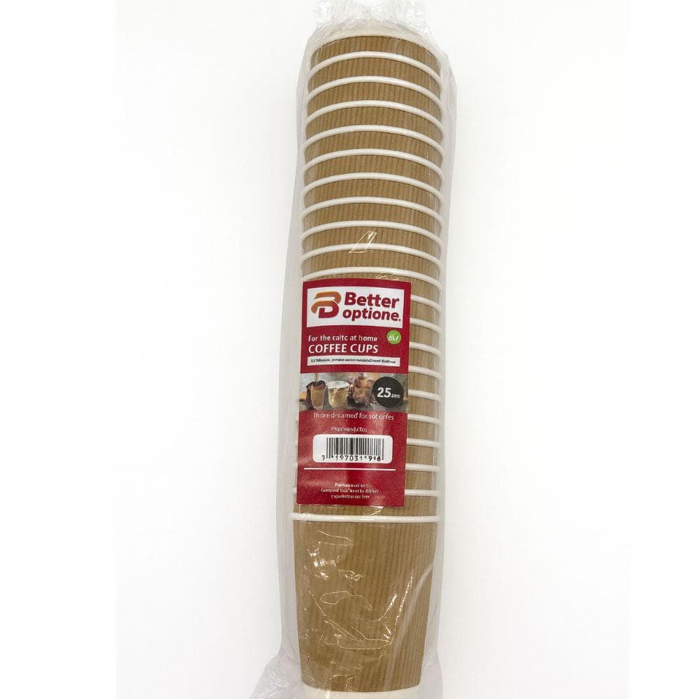 Better Options 25Pc 12oz/340ml Brown Coffee Cups