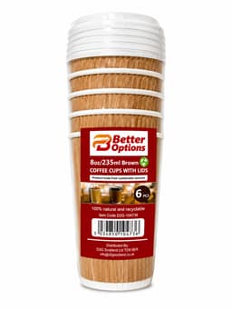 Better Options 6Pc 8oz/235ml Brown Coffee Cups With Lids 1