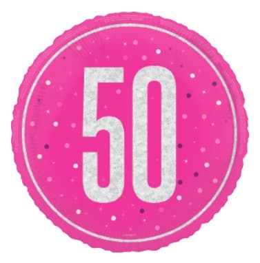 Unique Party18" PKG Glitz Pink 50 Foil Balloon