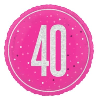 Unique Party18" PKG Glitz Pink 40 Foil Balloon