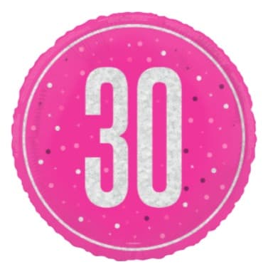 Unique Party18" PKG Glitz Pink 30 Foil Balloon