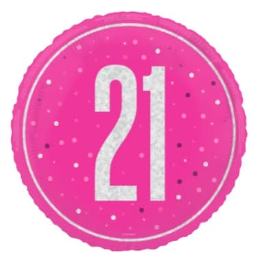 Unique Party18" PKG Glitz Pink 21 Foil Balloon