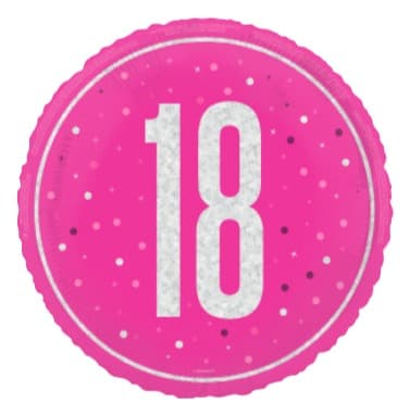 Unique Party18" PKG Glitz Pink 18 Foil Balloon