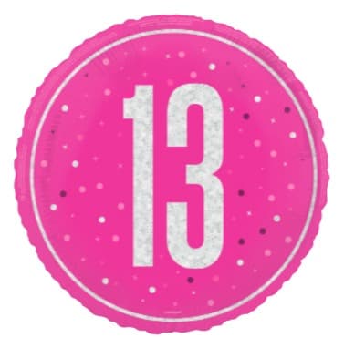 Unique Party18" PKG Glitz Pink 13 Foil Balloon