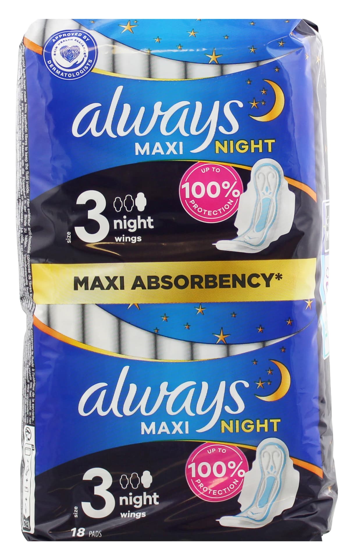 ALWAYS MAXI PADS WINGS NIGHT 18'S