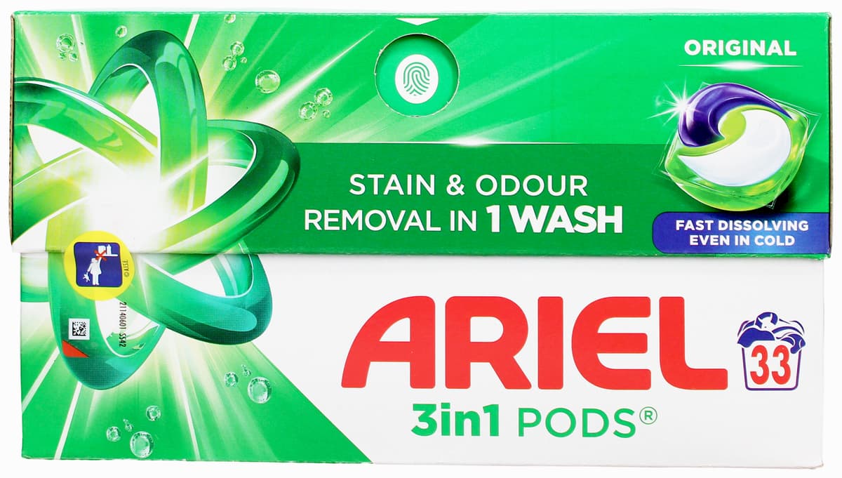 ARIEL 3IN1 LAUN DET LIQ PODS ORIG 33W