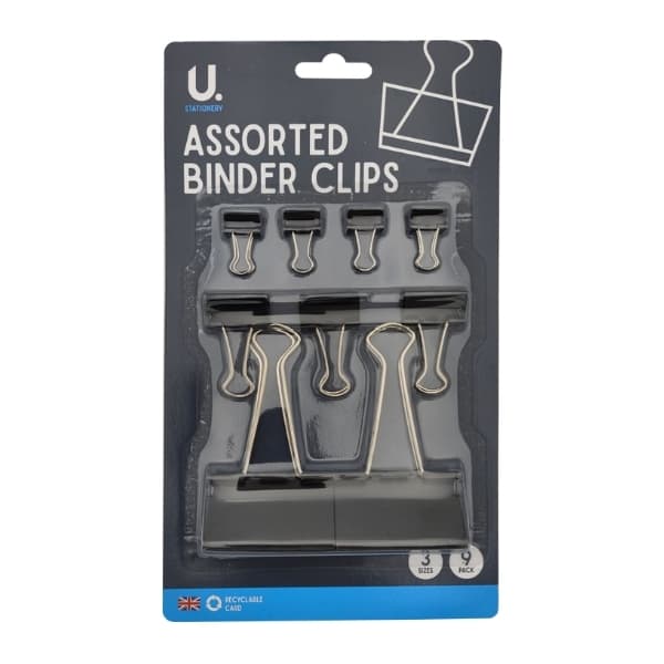 Martello Binder Clips, 9pk Assorted