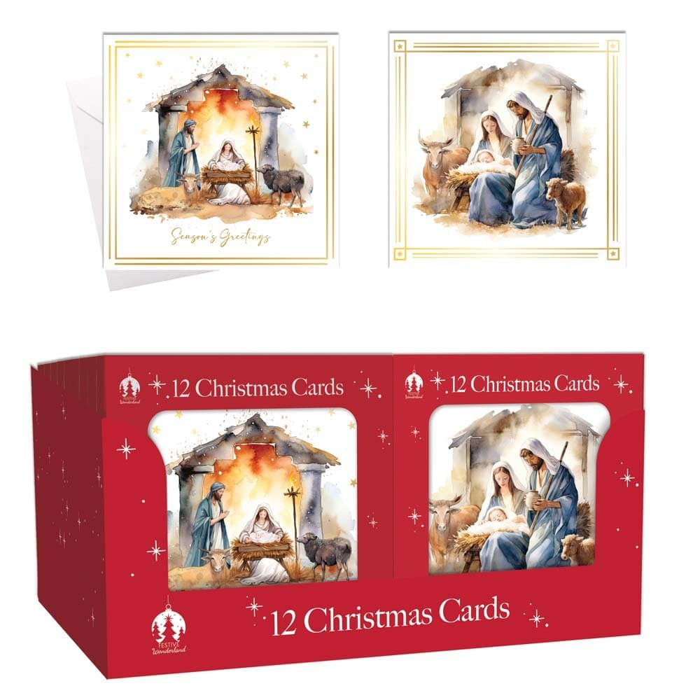 Tallon 12 XMAS Cards, Boxed Religious Manger Scene