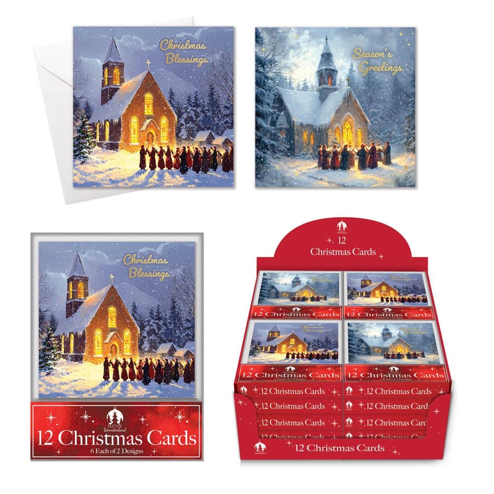 Tallon 12 XMAS Cards, Acetate Religious Church
