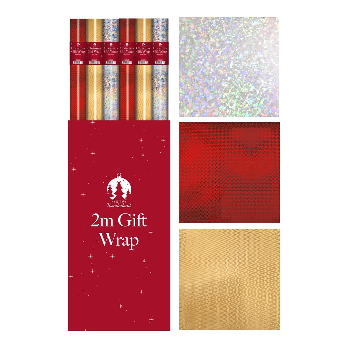 Tallon Holographic Wrap Xmas 2m x 70cm