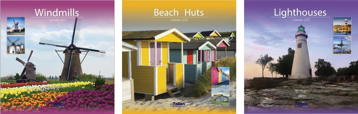 Tallon Calendar Sq Beach Hut, Light House & Windmill
