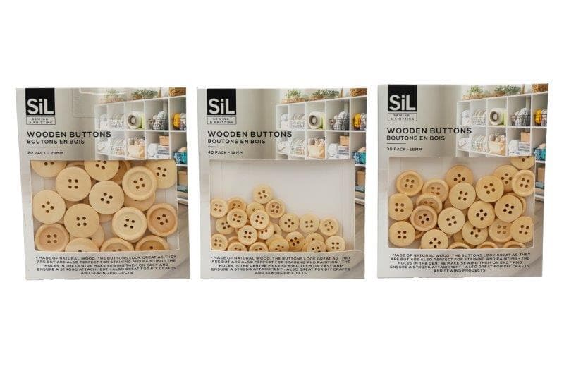 3 ASTD SIZE WOODEN BUTTONS