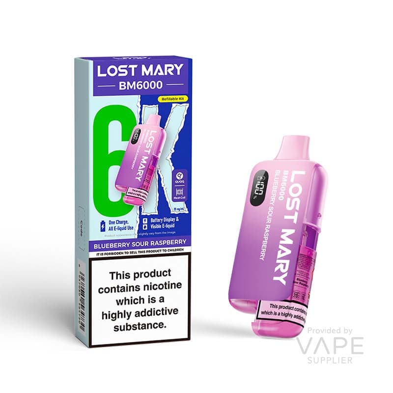 Lost Mary BM6000 Refillable Kit [Blueberry Sour Raspberry / 20mg] - 12ml