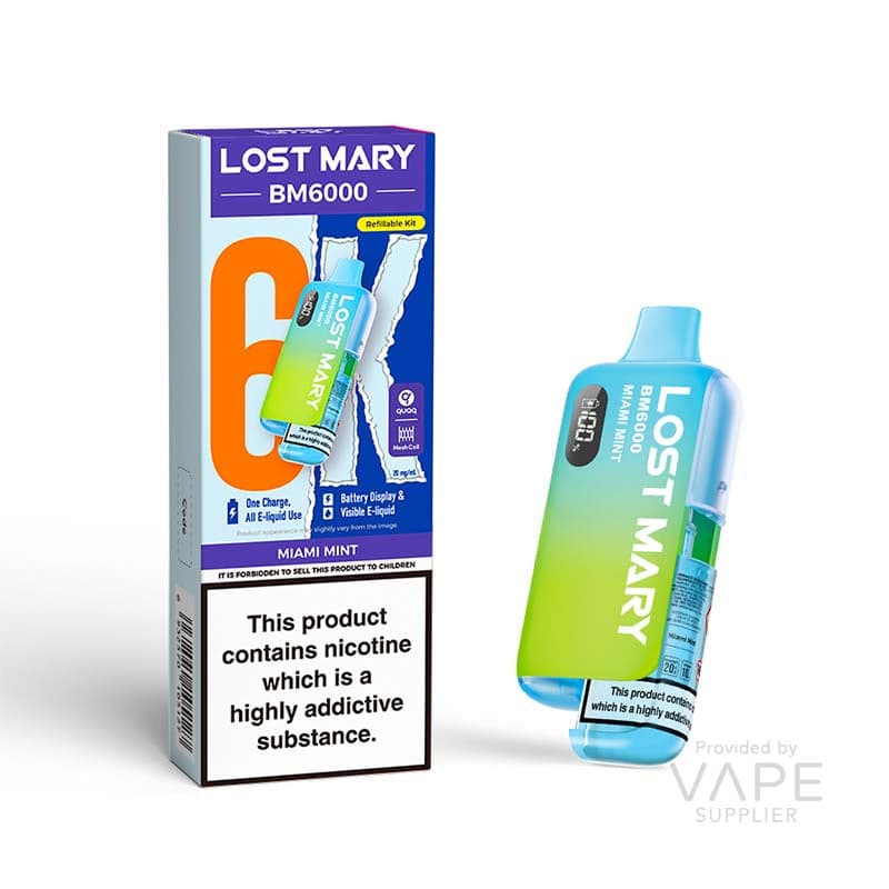 Lost Mary BM6000 Refillable Kit [Miami Mint / 20mg] - 12ml