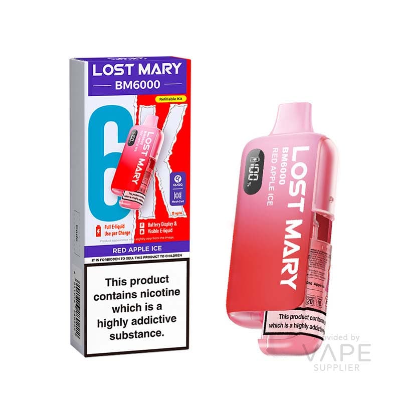 Lost Mary BM6000 Refillable Kit [Red Apple Ice / 20mg] - 12ml