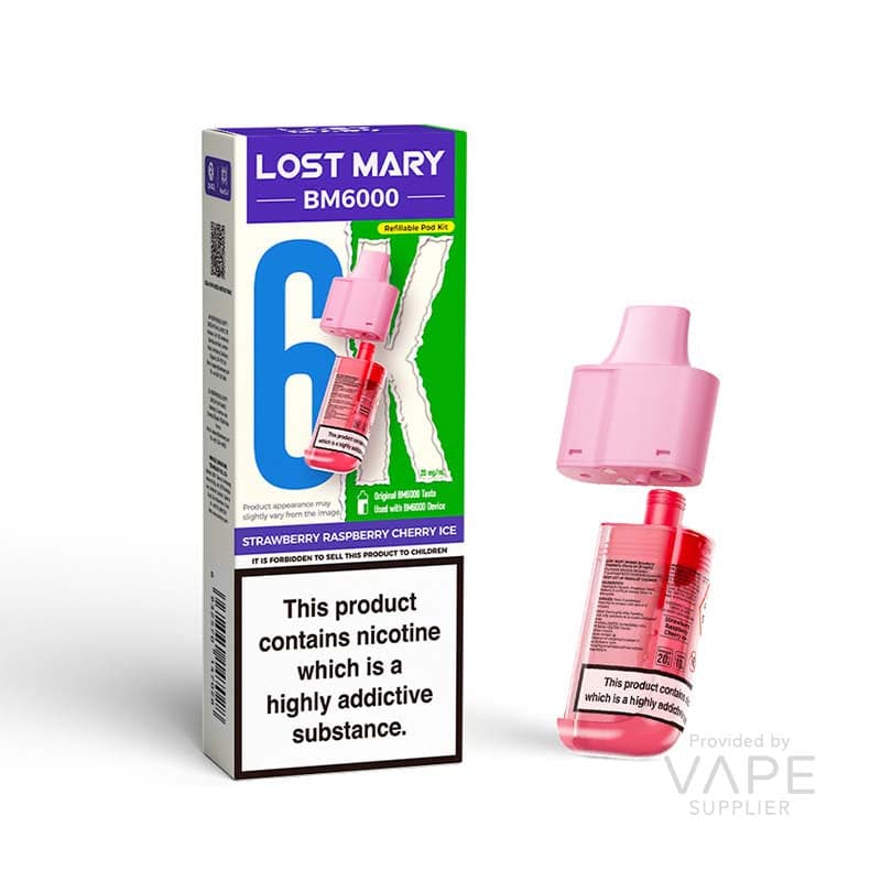 Lost Mary BM6000 Replaceable Pods [Strawberry Raspberry Cherry Ice / 20mg] - 12ml