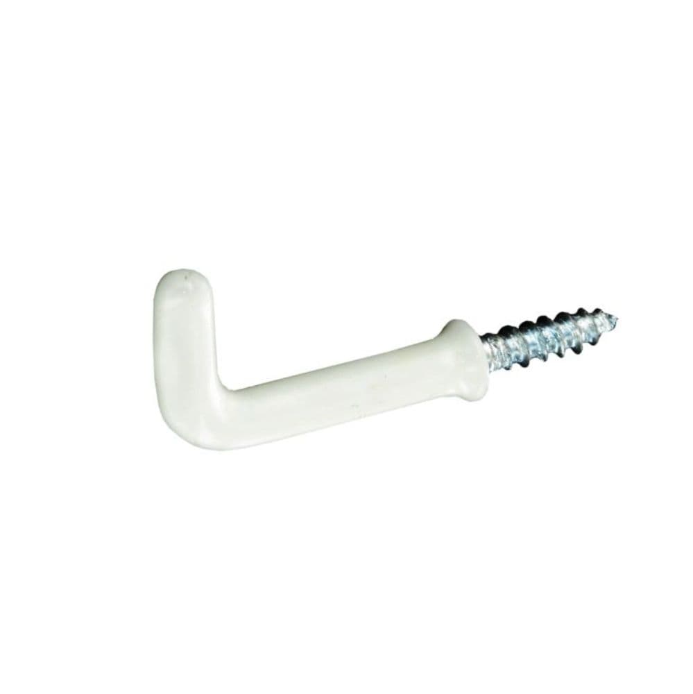Securit 25mm Square Hooks Plastic Covered White Pk5 (s6305)
