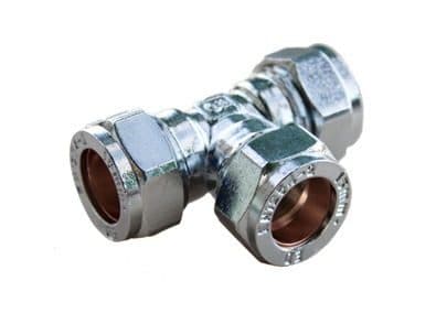 Compression Equal Tee 15mm x 15mm Chrome