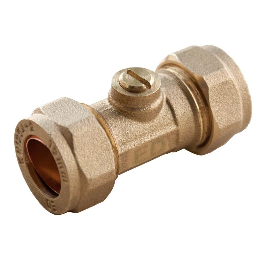 Compression Isolating Valve Slotted 15mm Brass