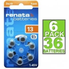 Renata ZA13 Hearing Aid Battery 6pk (PR48) 2
