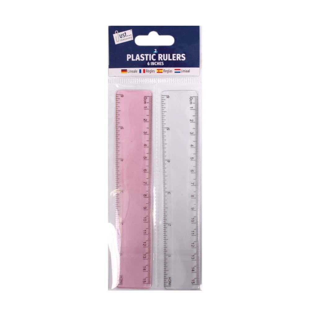 Tallon 2 pack 6" plastic rulers asst col