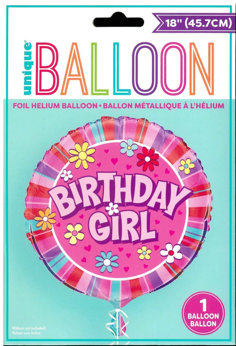 18" Pkg Birthday Girl Foil Ballon